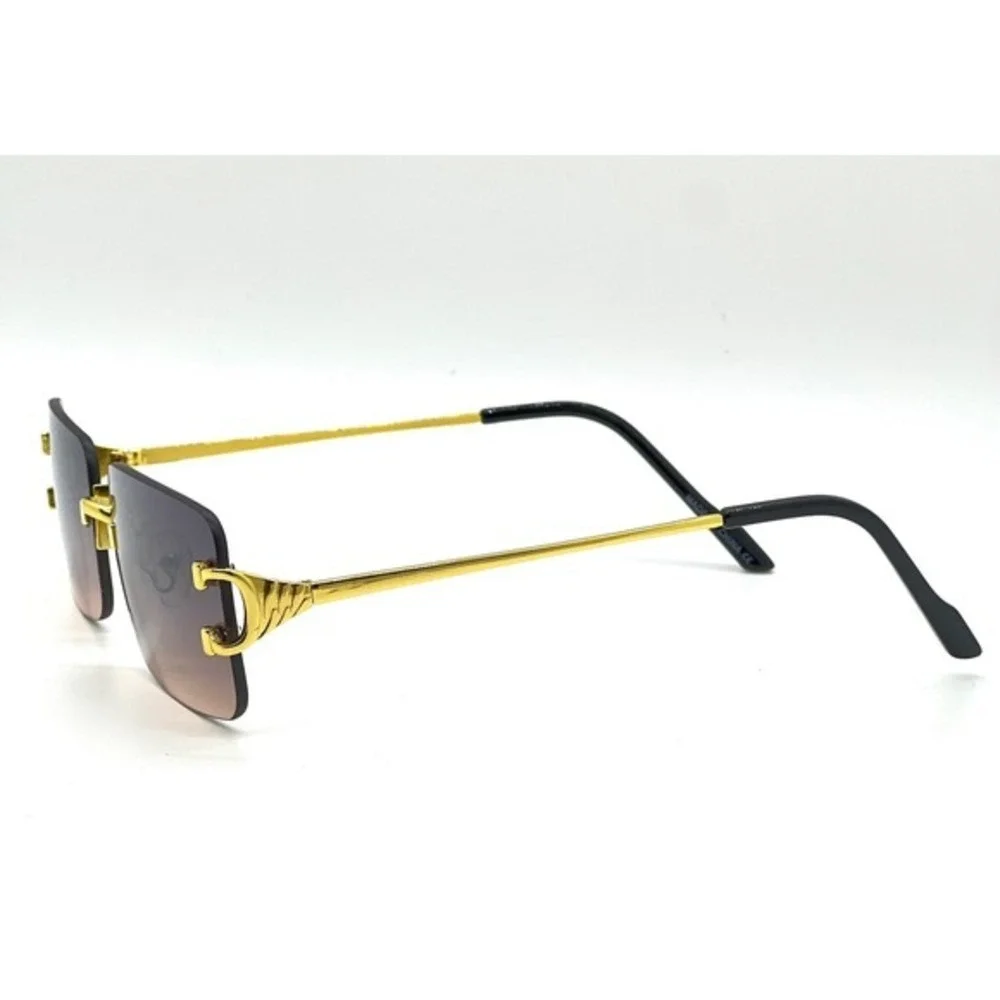 Women Sunglasses Gold Accents Brown Gradient Lens‎ Fashion Eyewear Street Wear